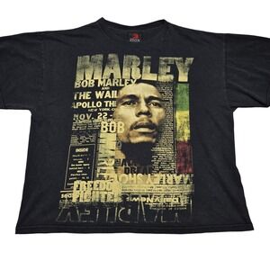 Bob Marley Shirt Mens Big 1X Black Zion Rootswear Apollo Reggae Graphic Tee